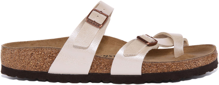 Sandali Birkenstock Mayari da donna in Birko Flor in crema