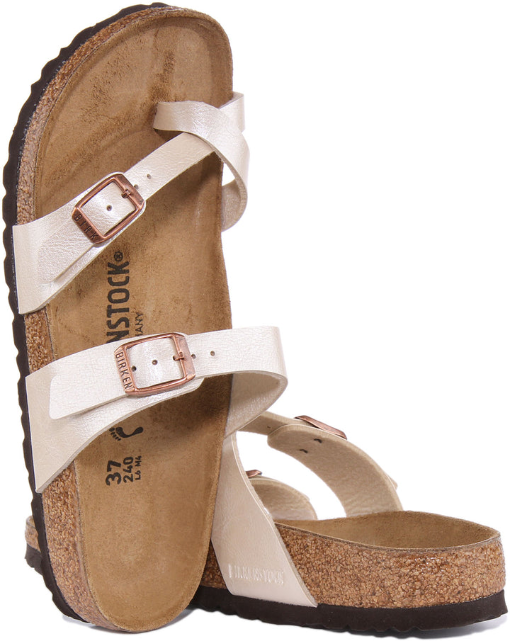 Sandali Birkenstock Mayari da donna in Birko Flor in crema