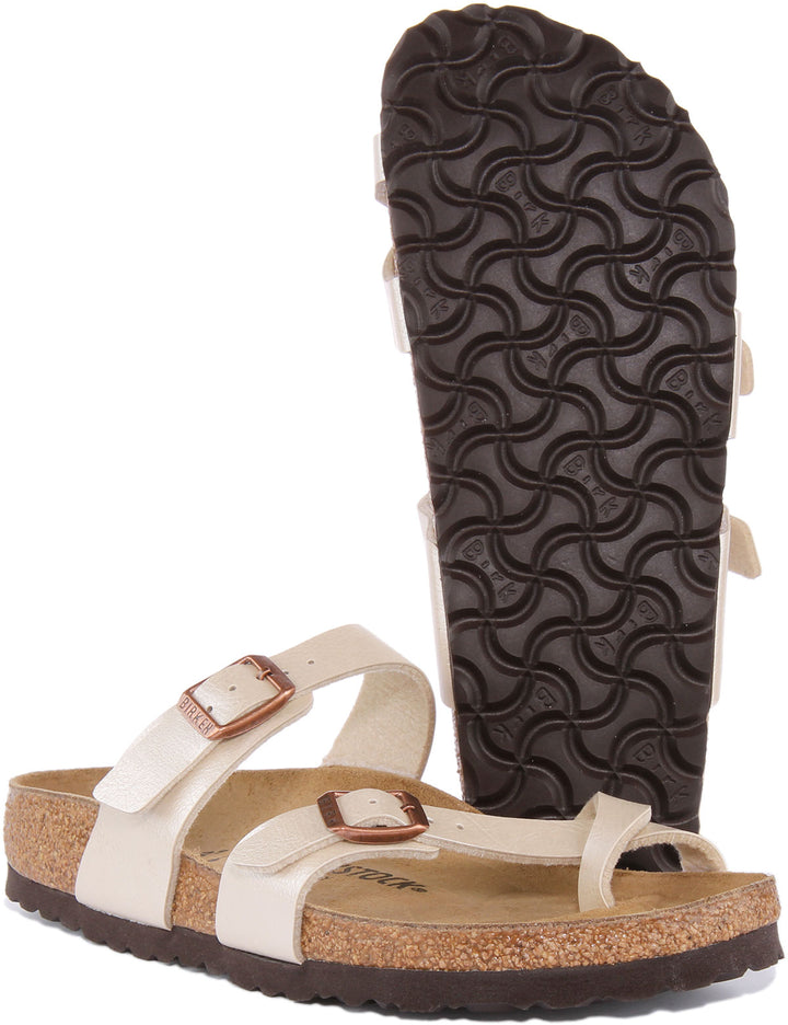 Sandali Birkenstock Mayari da donna in Birko Flor in crema