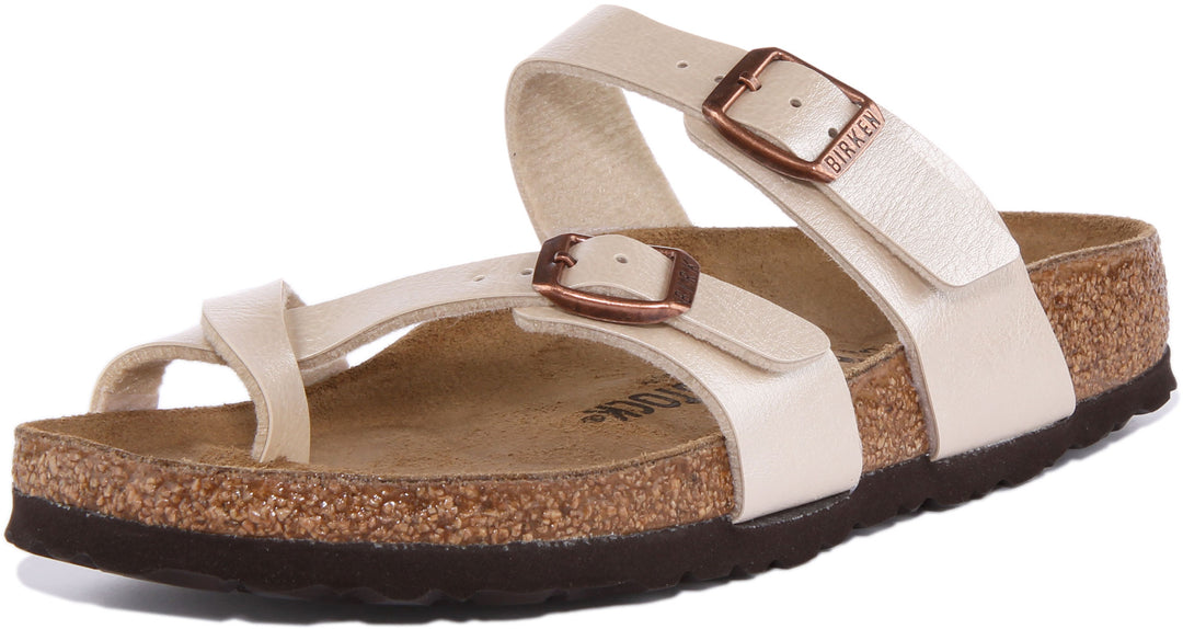 Sandali Birkenstock Mayari da donna in Birko Flor in crema