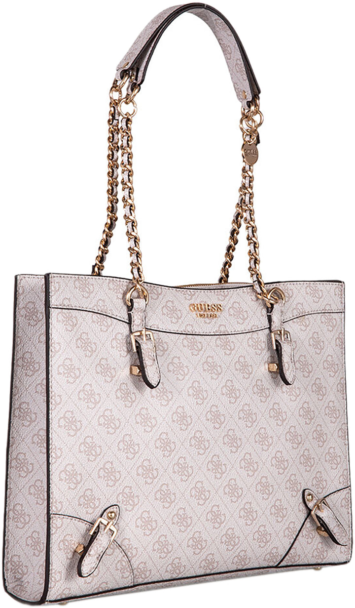 Guess Didi Society Bolso de mano de piel sintética para mujer en crema