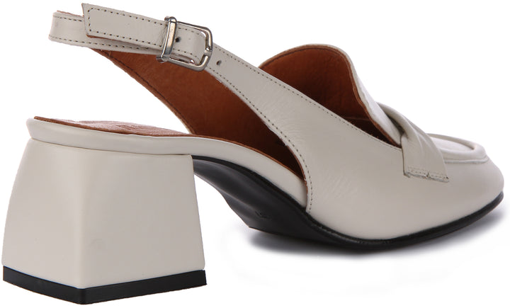 Justinreess England Elliana Open Back Shoes In Cream For Women