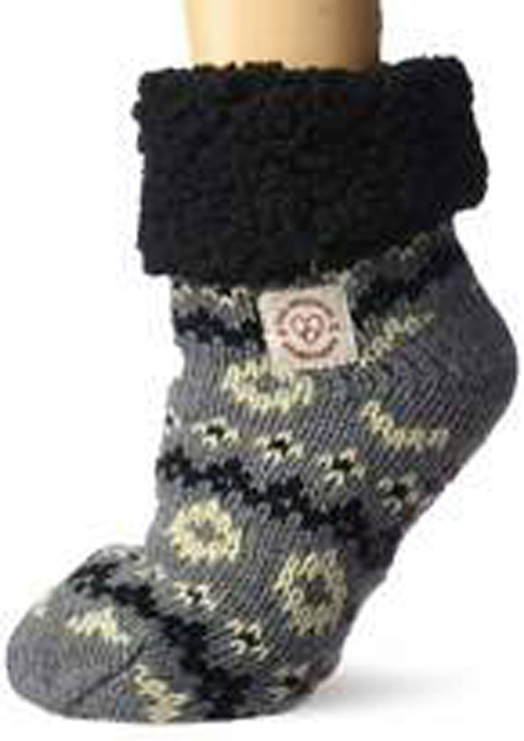Dearfoams 60559 Calzino da donna in space dye cable knit Blizzard Pantofola in grigio scuro