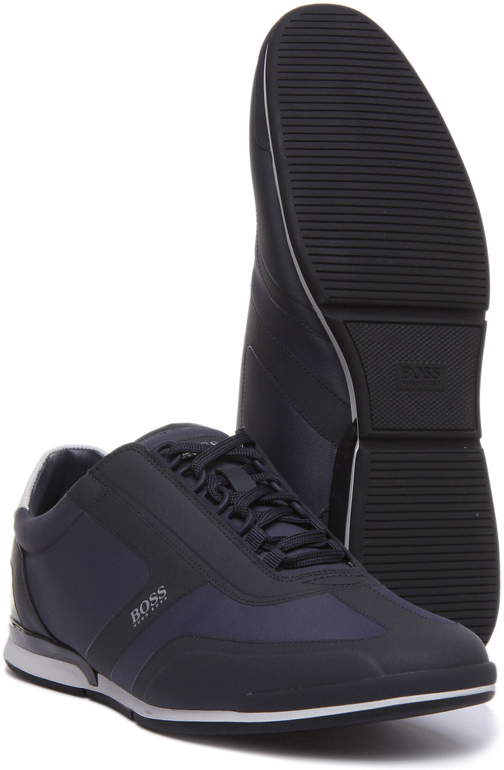Hugo Boss Saturn Zapatillas de deporte sintéticas con cordones para hombre en azul oscuro