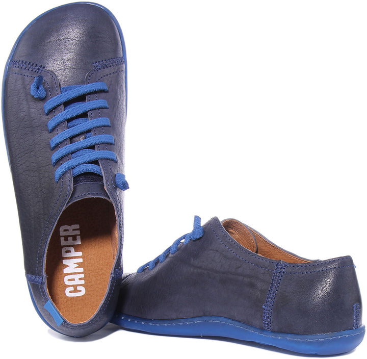 Camper Peu Cami Zapatos de piel con cordones elásticos para hombre en azul oscuro