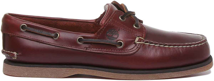 Timberland Chaussures de bateau en cuir à lacets et à 2 oeillets pour hommes en brun foncé