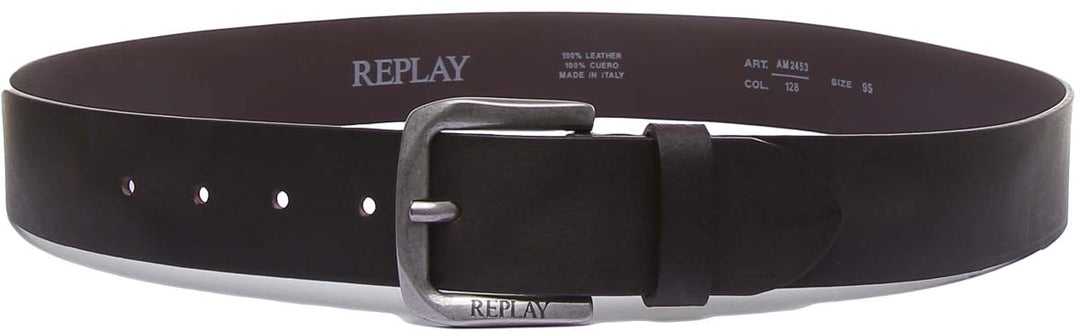 Replay A3001E Dunkelbraune Gürtel aus Cr kle Crustleder für Männer –  4feetshoes