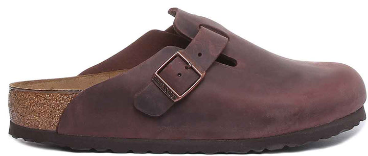 Birkenstock Boston NL sandales en cuir pour hommes en brun foncé