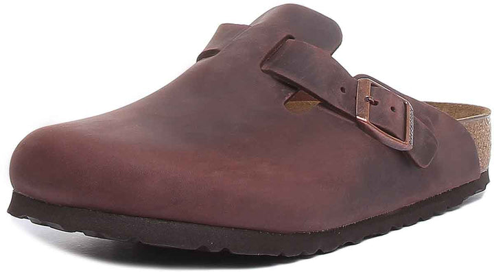 Birkenstock Boston NL sandales en cuir pour hommes en brun foncé