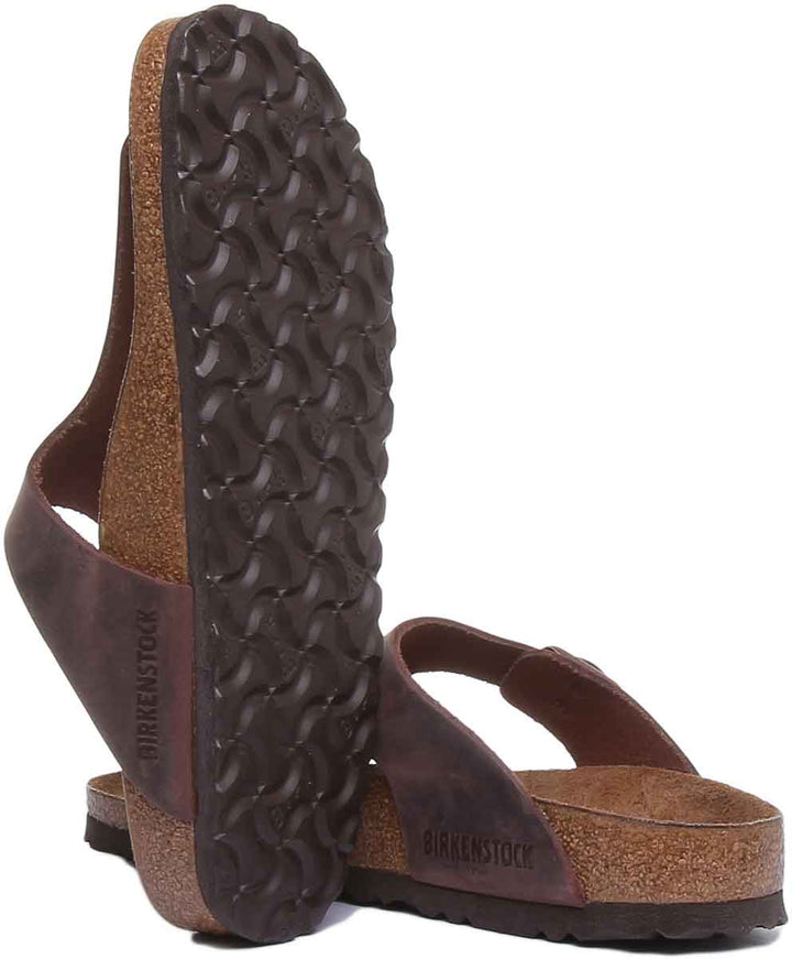 Birkenstock Gizeh Dunkelbraune Sandale mit Leopardenmuster im Zehensteg Stil für Frauen