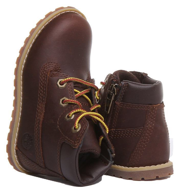 Timberland A127F3 Pokey Pine 6 Inch Boot In Dark Brown For Toddler