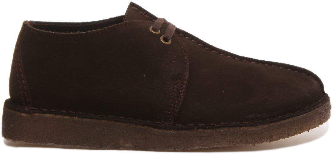 Clarks Originals Desert Trek Zapatos chukka bajos con cordones de ante de 2 ojales para hombre en marrón oscuro