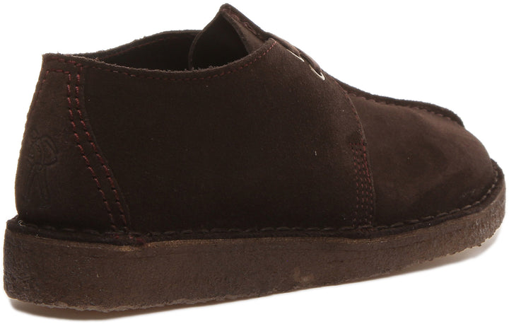 Clarks Originals Desert Trek Zapatos chukka bajos con cordones de ante de 2 ojales para hombre en marrón oscuro