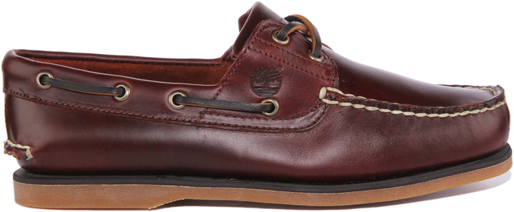 Timberland Zapatos náuticos de cuero de 2 ojales para hombre en marrón oscuro