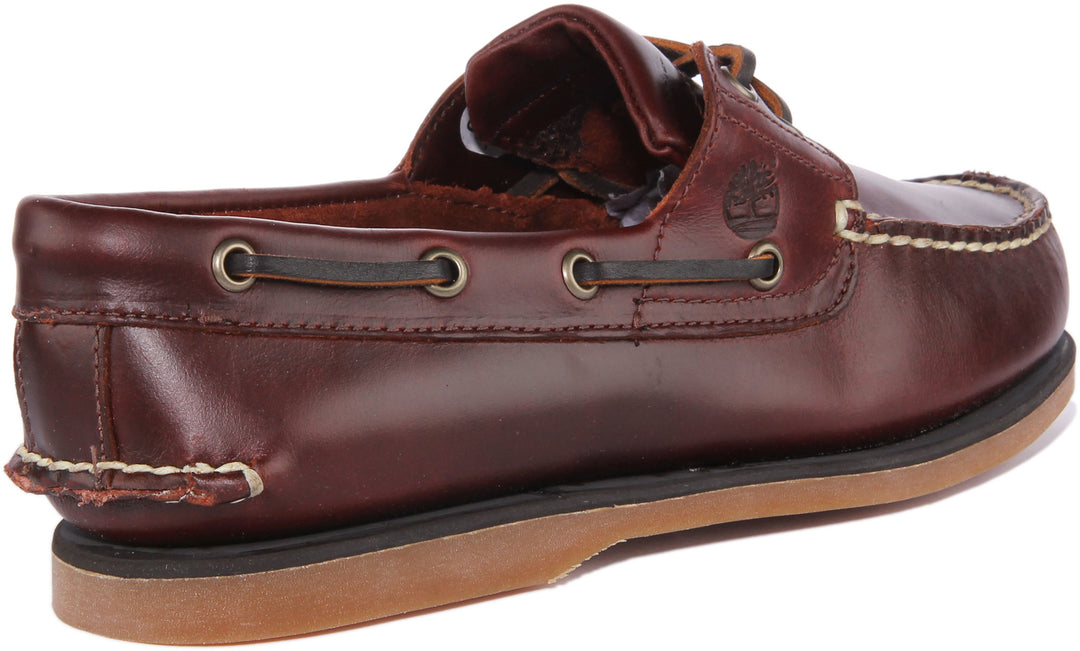 Timberland Zapatos náuticos de cuero de 2 ojales para hombre en marrón oscuro