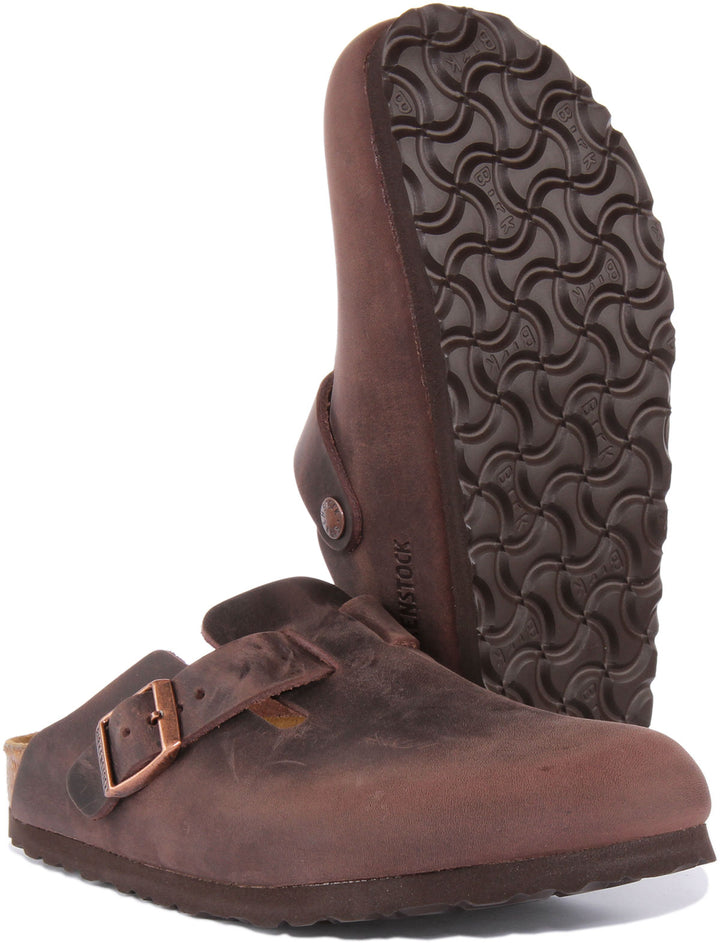 Birkenstock Boston NL Sandalo casual in pelle da in marrone scuro