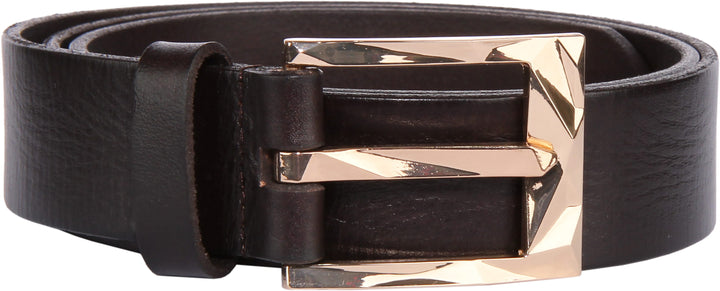 JUSTINREESS Tim Ceinture en cuir pour hommes en brun foncé