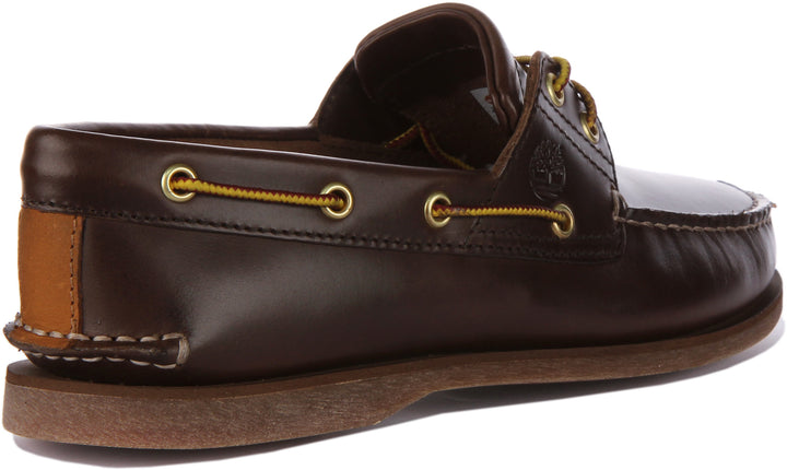 Timberland A5Qsz 2 Eyelet Boat Shoes In Dark Brown