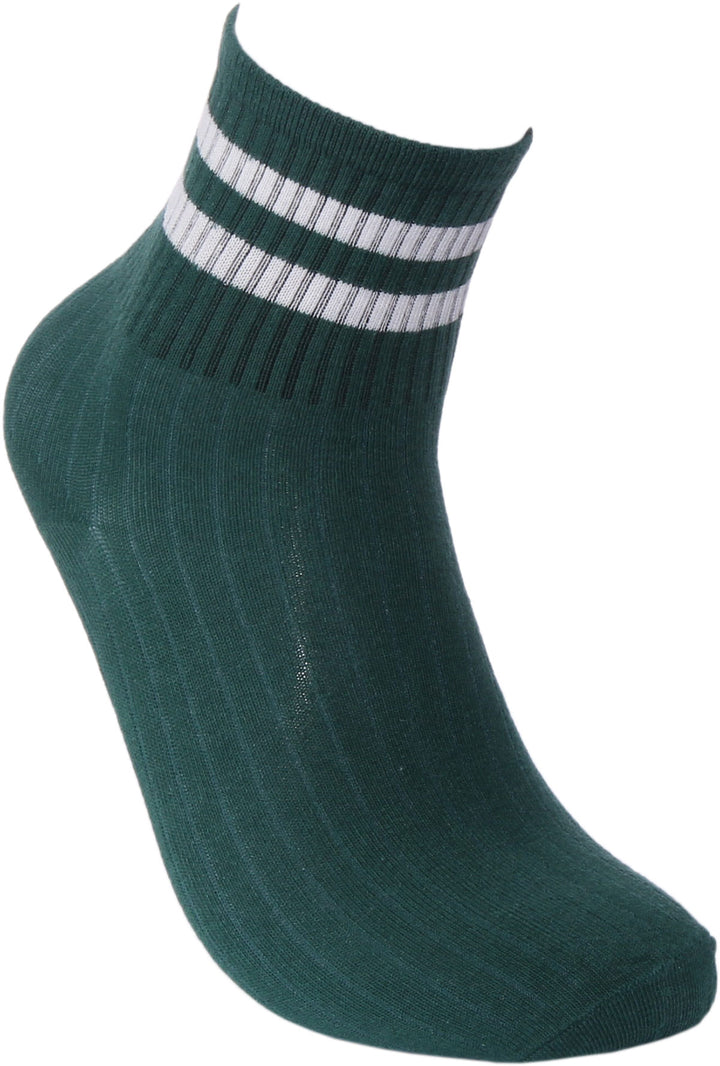 Justinreess England Stripe Socks In Dark Green For Men