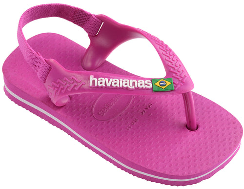 Havaianas Baby Brasil Logo II Sandale avec sangle à talon pour enfants en fuchsia