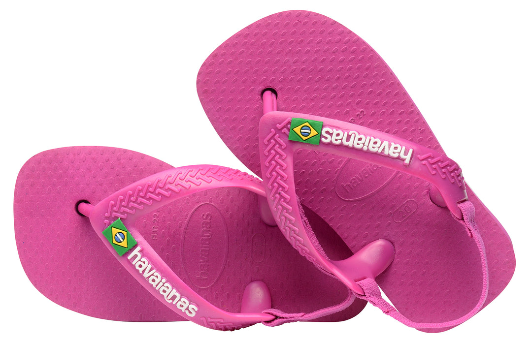 Havaianas Baby Brasil Logo II Sandale avec sangle à talon pour enfants en fuchsia