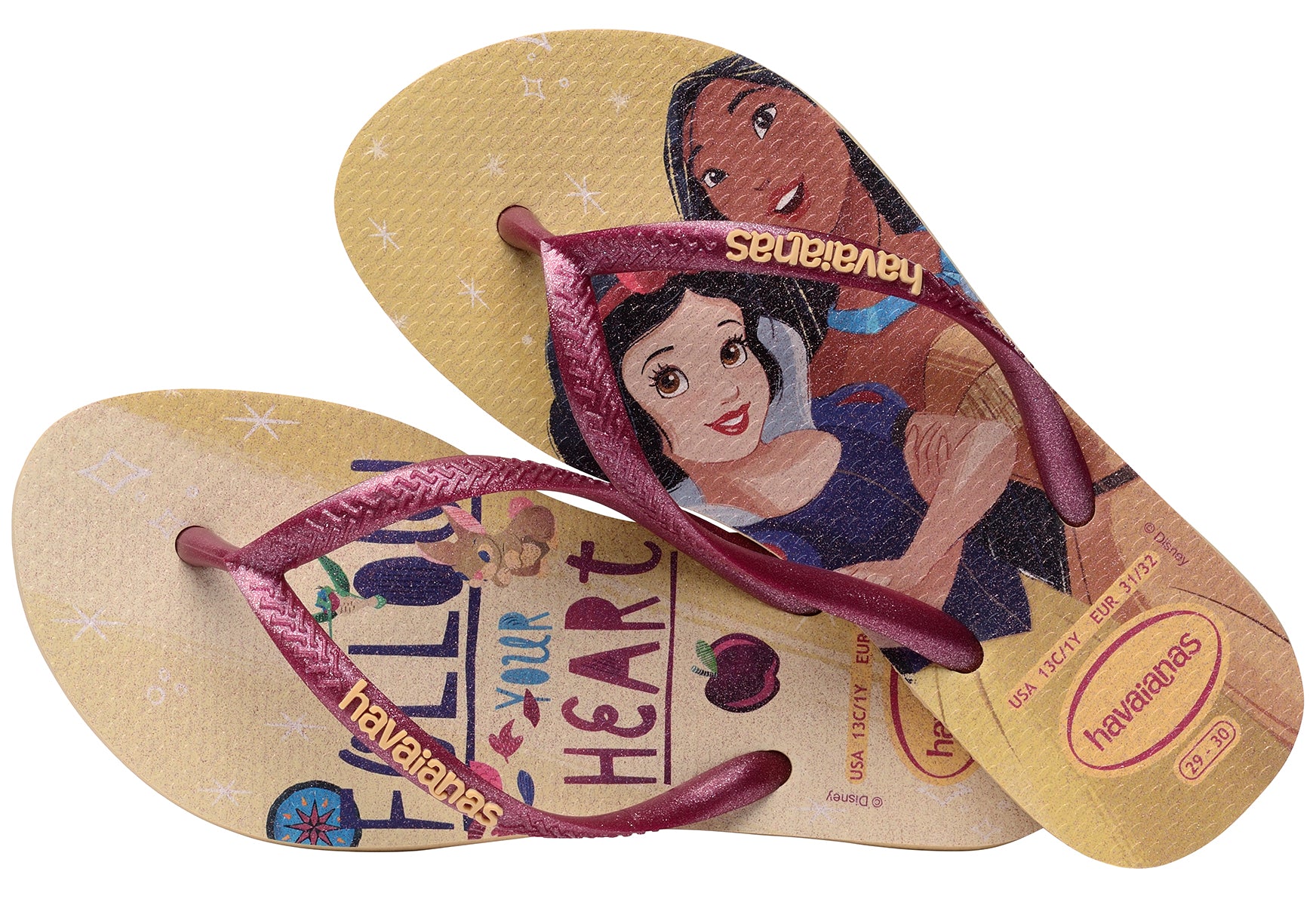 Havaianas Slim Princess Moana X Snowhite In Gold For Kids Flip