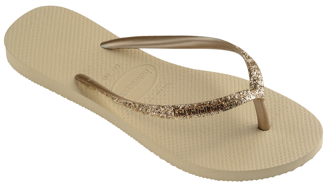 Havaianas Slim Glitter II In Gold For Women