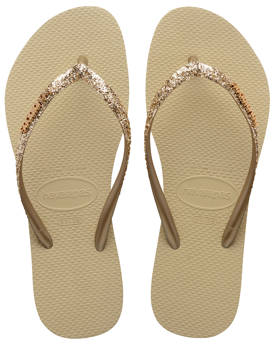 Havaianas Slim Glitter II In Gold For Women