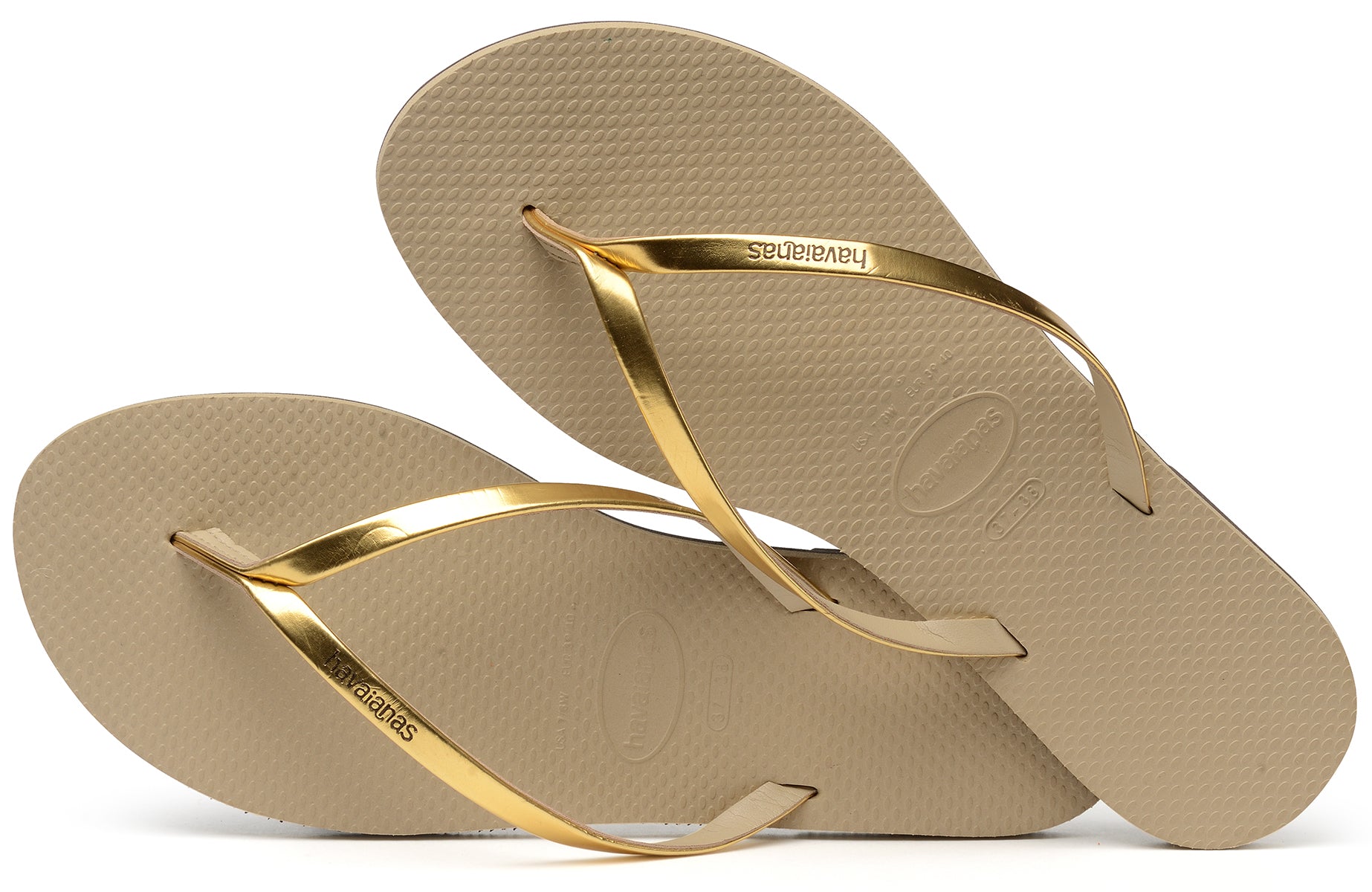 Metallic gold flip discount flops