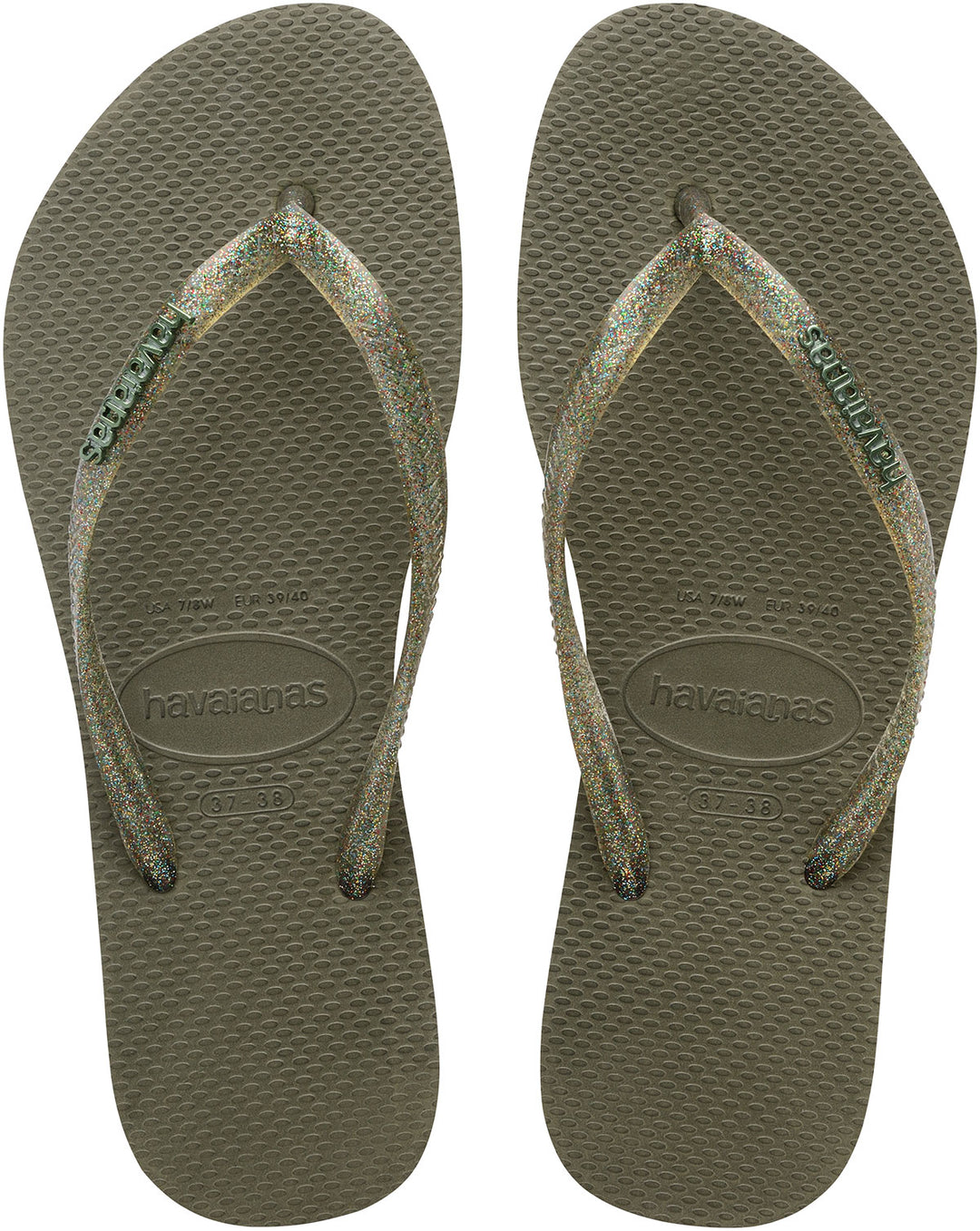 Havaianas Slim Logo Metallic Sandales à tongs pour femmes en vert
