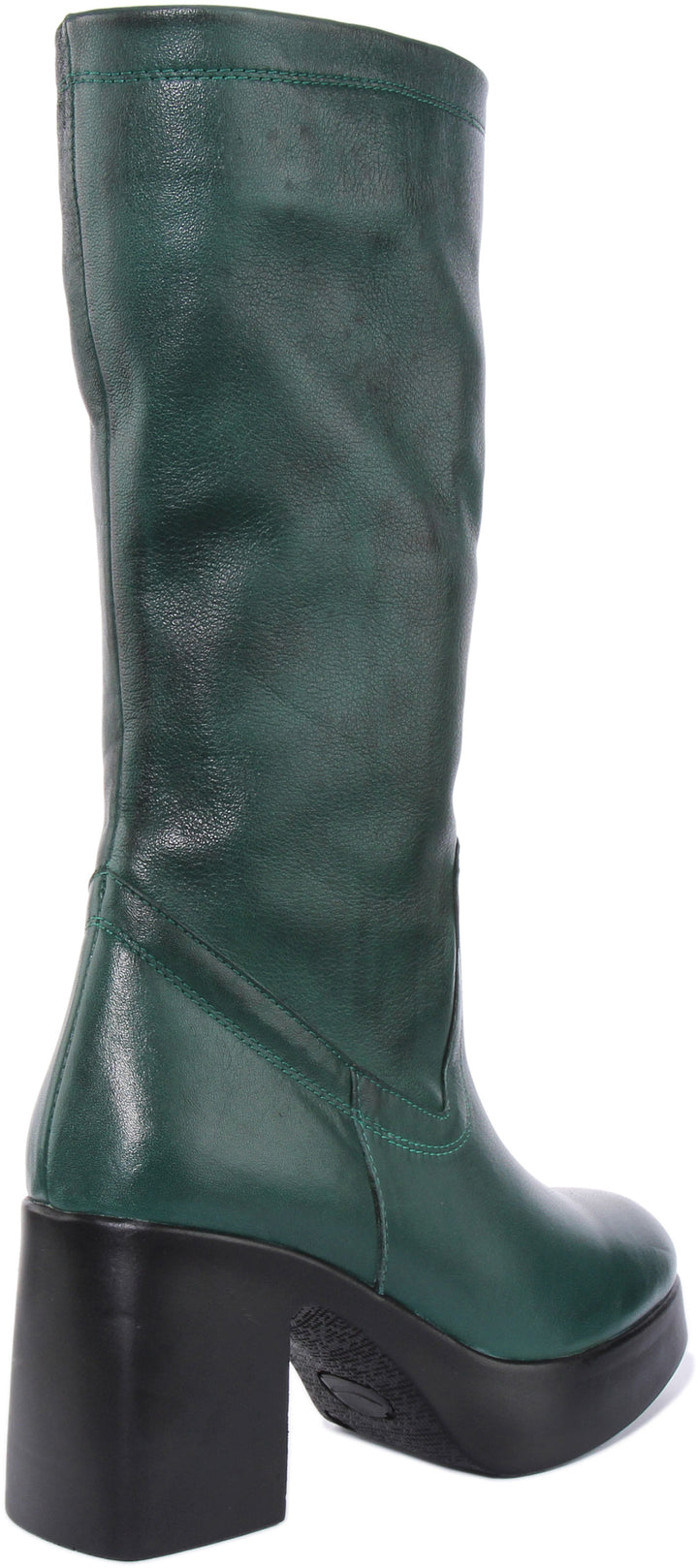 JUSTINREESS Paola Bottes à lacets en cuir souple à plateforme pour femmes en vert