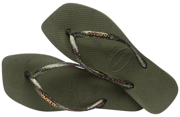 Havaianas Square Logo Metallic Frauen Flip Flop Sandale Grün