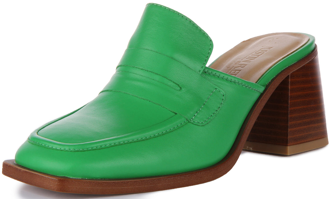 Justinreess England Charlie Open Shoes In Green For Women