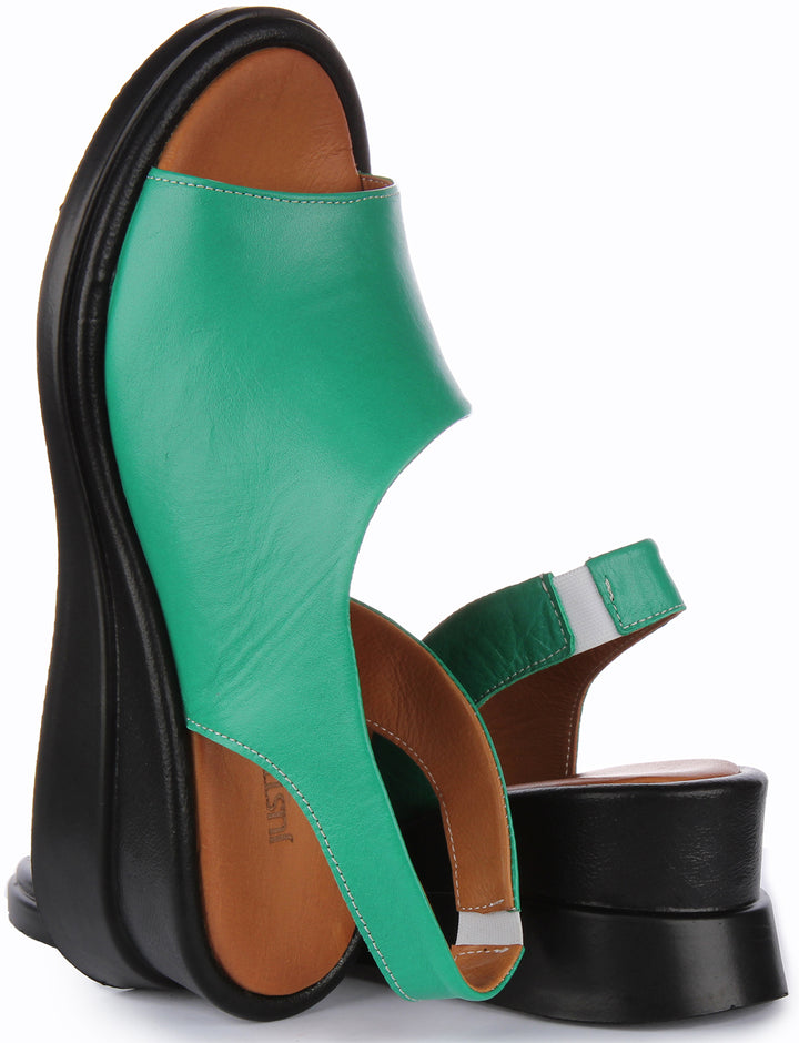 Justinreess England Nessa Wedge Sandal In Green For Women