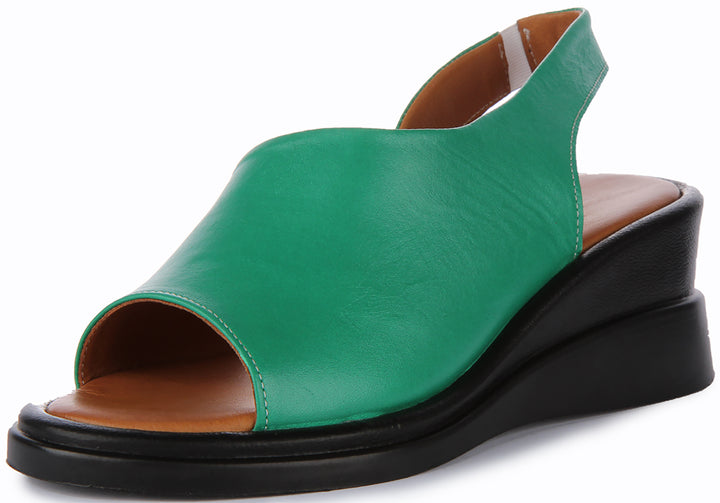 Justinreess England Nessa Wedge Sandal In Green For Women