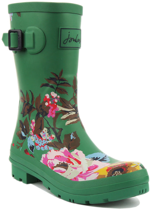 Joules Molly Welly Floral Boots In Green For Women