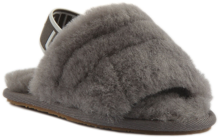 Ugg Australia Fluff Yeah Slippers In Grey For Infants