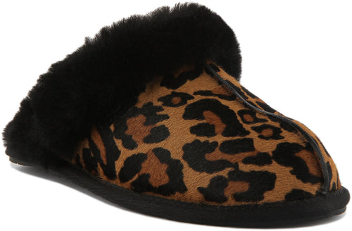 Ugg Scuffette 2 Pantofole da donna in pelo di vitello stampato in leopardo