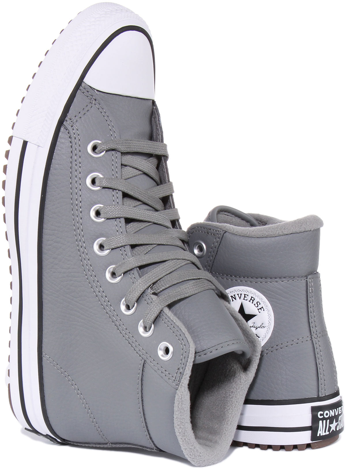 Grey leather clearance converse