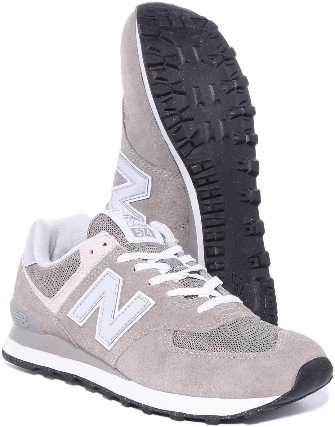 New Balance ML574EVG Zapatillas de deporte de ante y malla con cordones para hombre en gris
