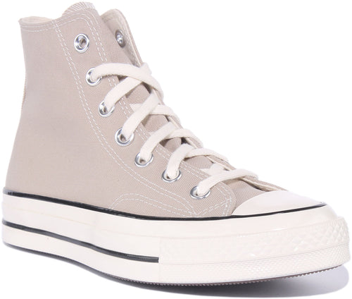 Converse Chuck 70 Hi Baskets à lacets en toile Papyrus poure en gris