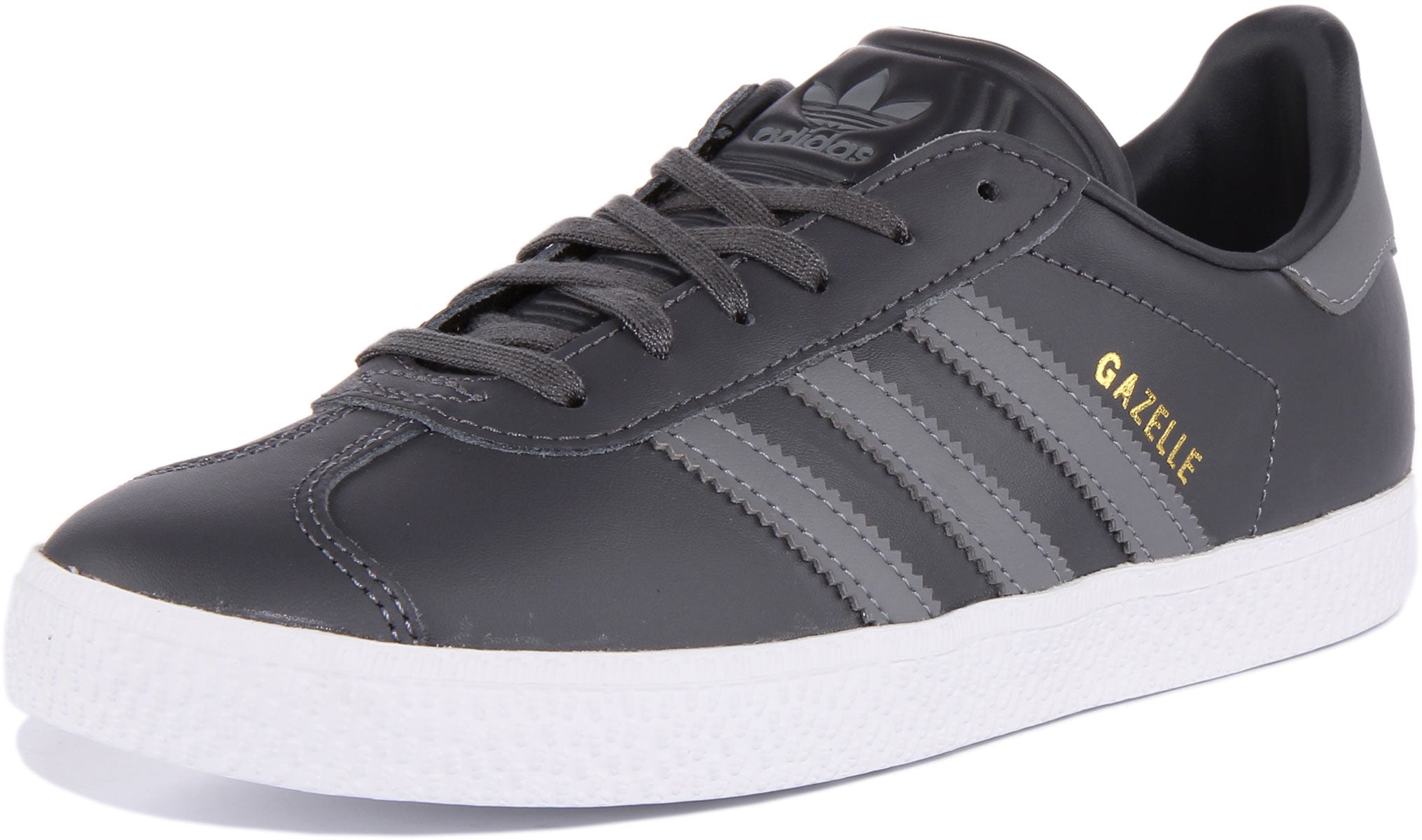 Adidas Gazelle J Baskets r tro en cuir lacets pour jeunes en gris