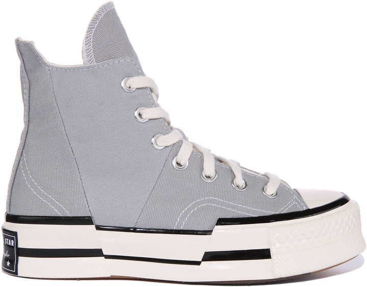 Converse Chuck 70 Plus Hi Scarpe da ginnastica allacciate in tela da unisex in bianco nero