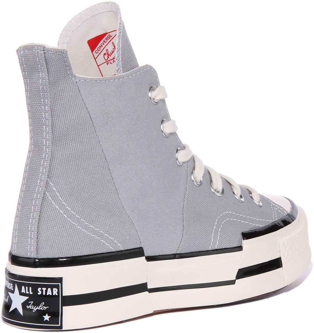 Converse Chuck 70 Plus Hi Baskets en toile à lacets pour unisexe en blanc noir