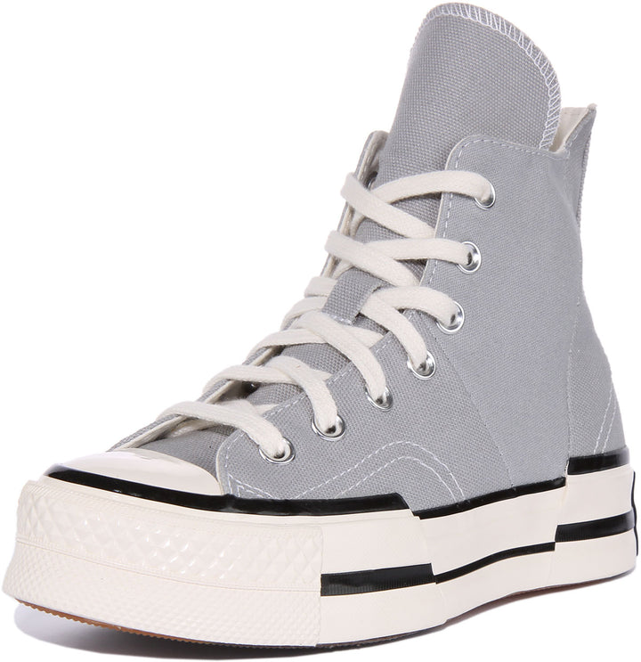 Converse Chuck 70 Plus Hi Baskets en toile à lacets pour unisexe en blanc noir