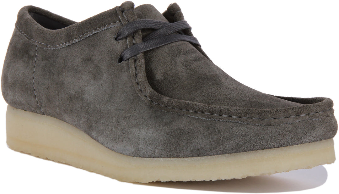 Clarks Originals Wallabee In Grey For Men Soft Suede Crepe Shoe
