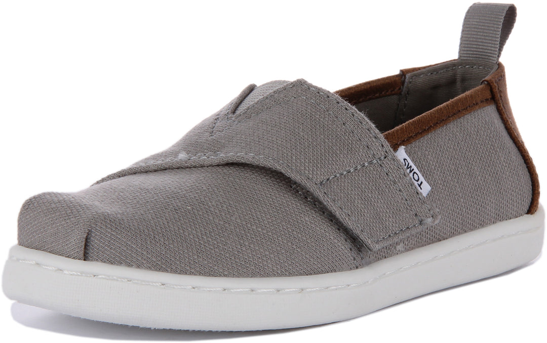 Toms Tiny Alpargata In Grey Brown For Infants