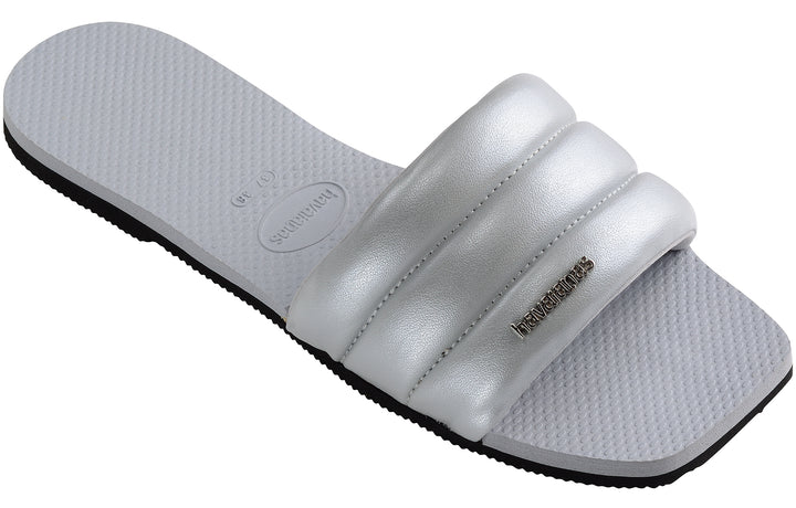 Havaianas You Milan Metallic Sandale puffy à bout carré pour femmes en gris