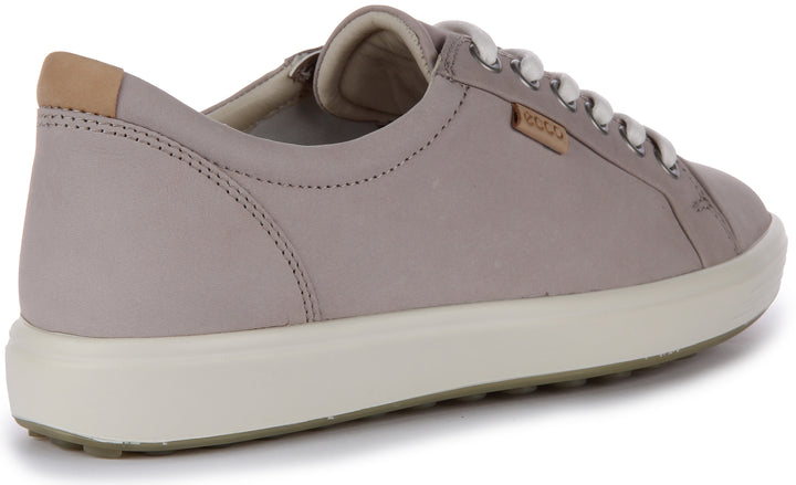 Ecco Soft 7 Zapatillas con cordones de cuero nobuck para mujer en gris