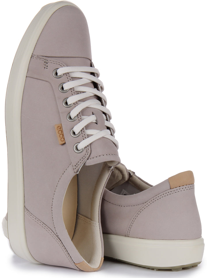 Ecco Soft 7 Baskets à lacets en cuir nubuck pour femmes en gris